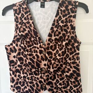 SHEIN Animal Print Buttoned Vest Top